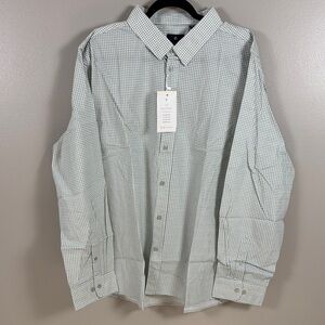 Vustra Men's Green & Ivory Geometric Long Sleeve Button Down Casual Shirt